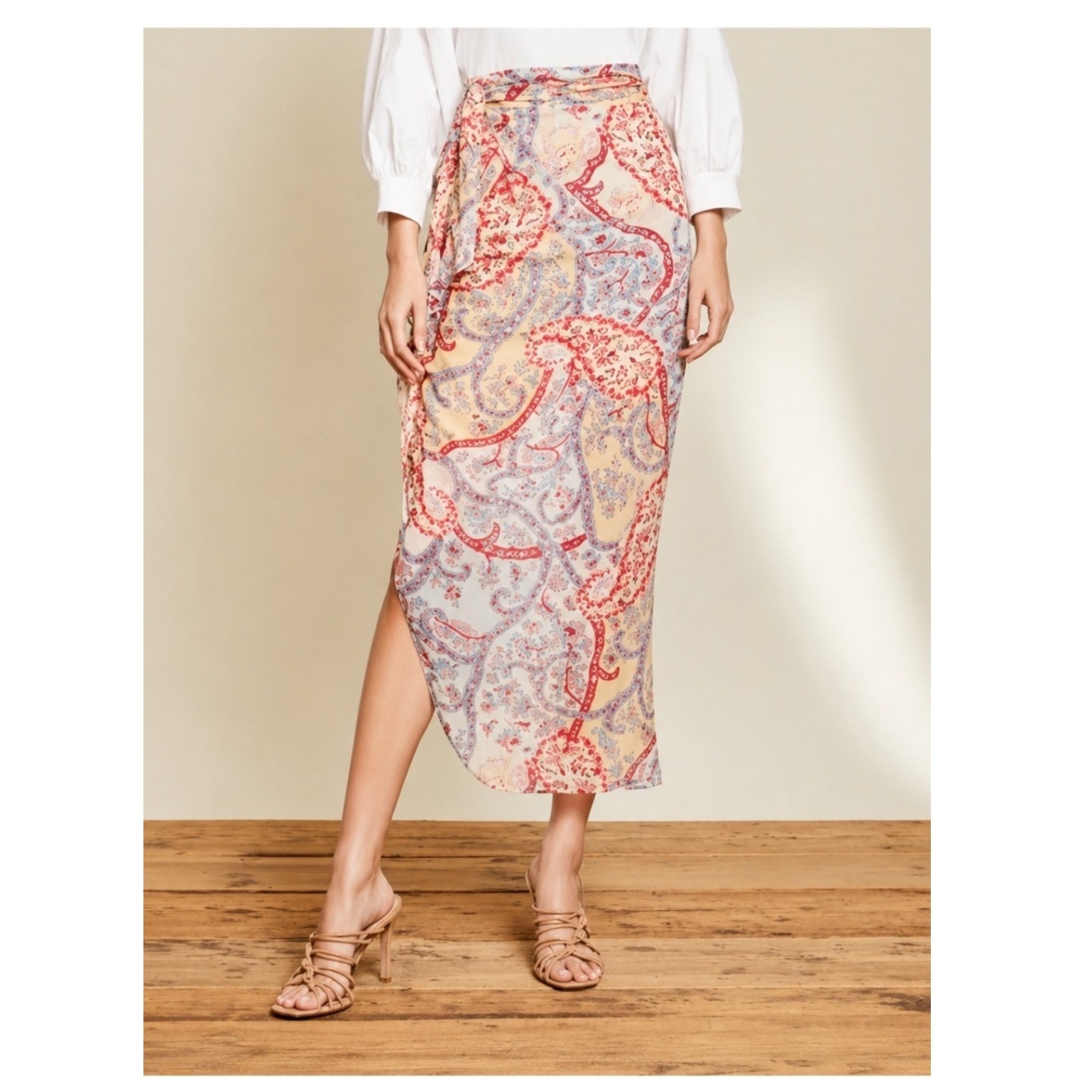 Veronica Beard Silk Wrap Maxi Skirt Size 6 Paisley Ruffle Feminine Dainty Chic